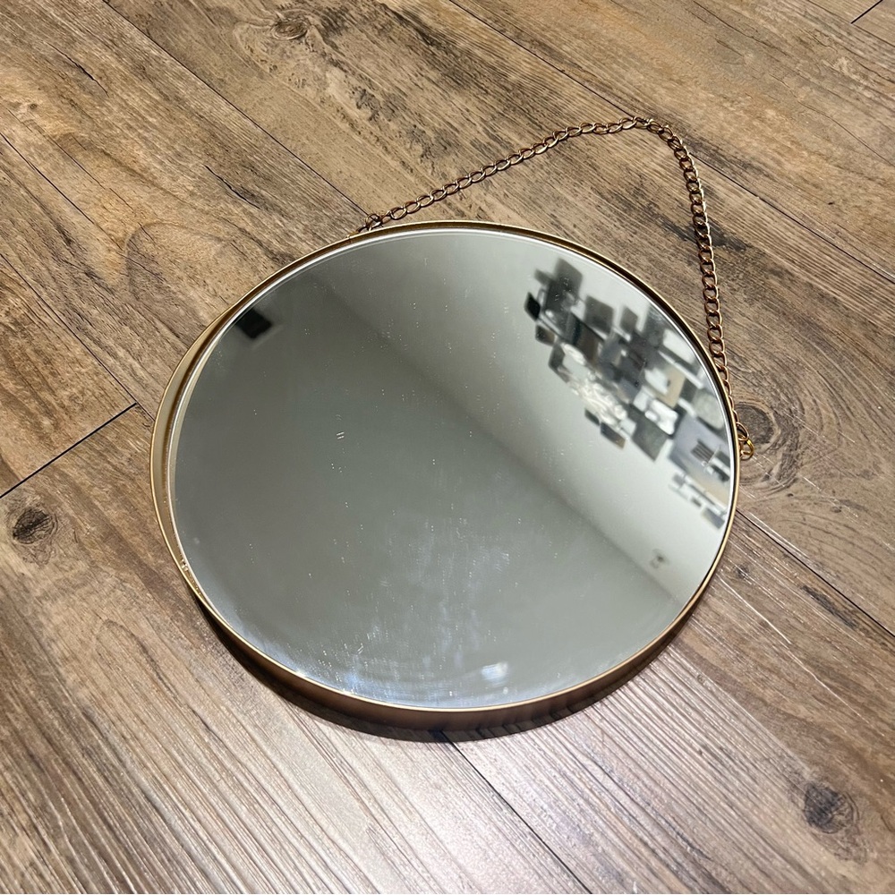 Nordic Round Gold Hanging Mirror Metal Frame Gold Decorative Wall Glass Decor